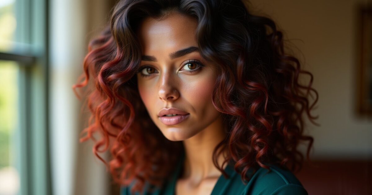 Reflets rouges : comment sublimer cheveux bruns, noirs et bouclés avec élégance