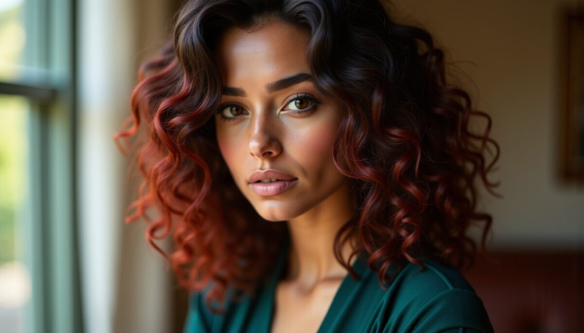 Reflets rouges : comment sublimer cheveux bruns, noirs et bouclés avec élégance